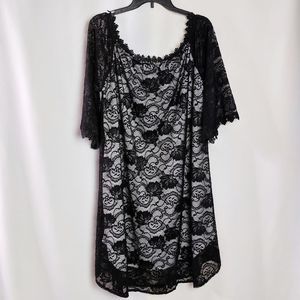 Miholl Black Sheer Lace Off The Shoulder Dress XXL